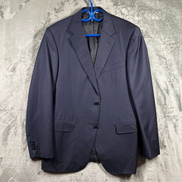 Canali Jerome's Blazer Men Size 54R Blue Pinstripe Pure Wool Lightweight Classic - Picture 1 of 10